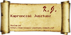 Kapronczai Jusztusz névjegykártya